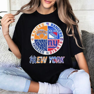 New York Knicks New York Rangers NY Yankees And New York Giants Logo Shirt